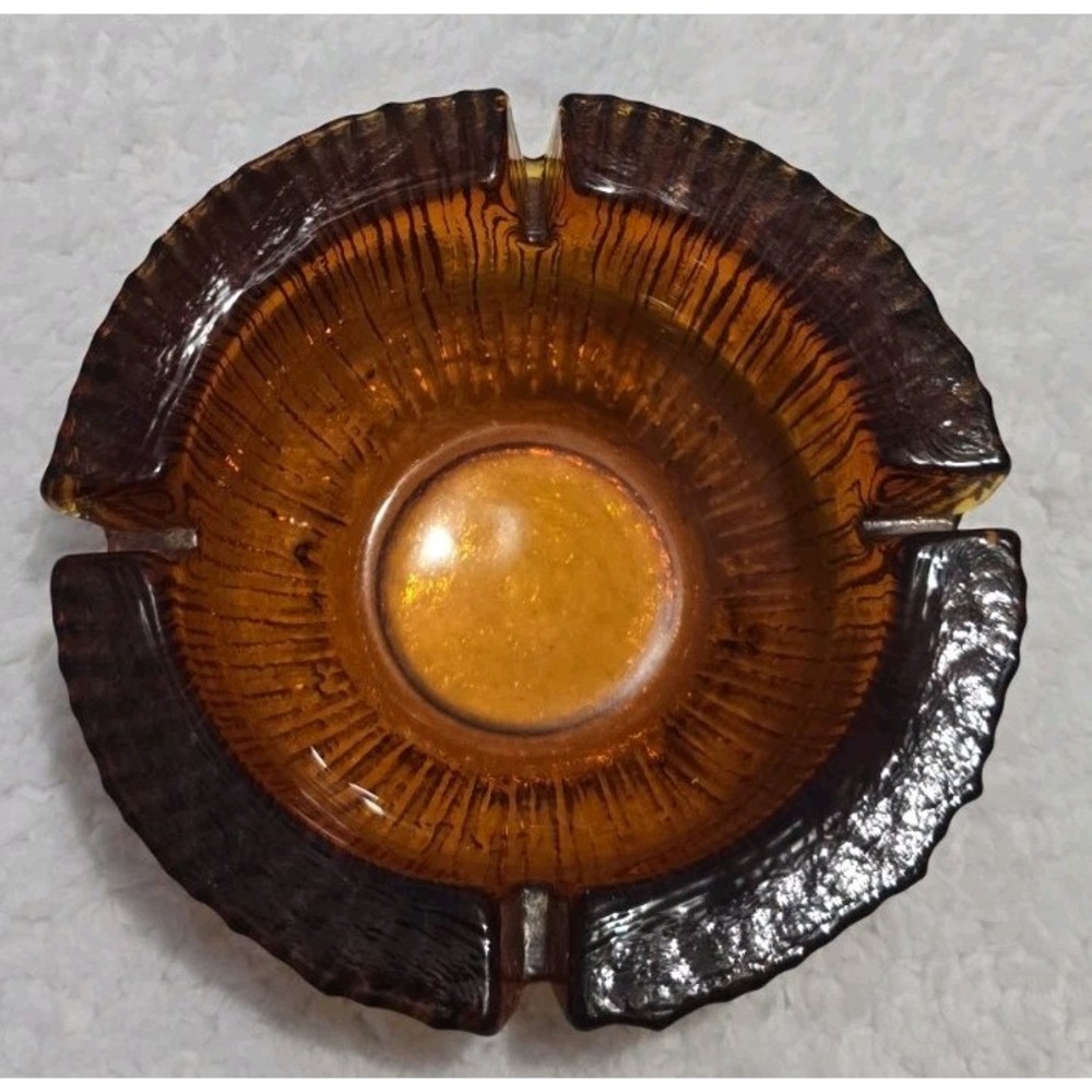 Vintage Blenko Honey Amber 6" Round Glass Ashtray